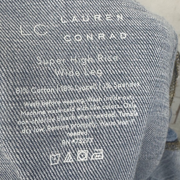LC Lauren Conrad Womens Super High Rise Wide Leg Crop Denim Jeans Plus 26W NEW - Picture 12 of 15